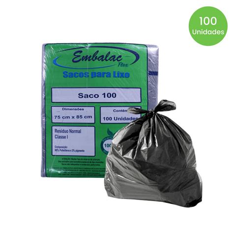 Saco De 100 Litros - Saco de lixo 100 litros Preto Embalac com 100 unidades – e-dona