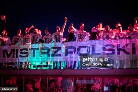 Football Team Legia Warsaw players are seen on a boat at the Vistula ...