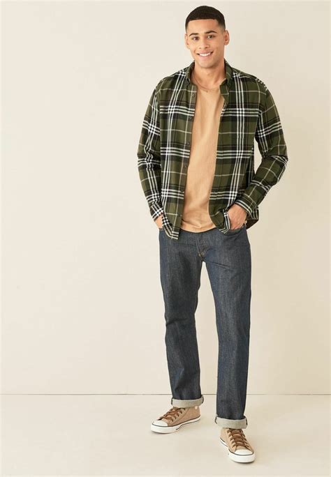 Next Brushed Check Long Sleeve Hemd Khaki Zalando De