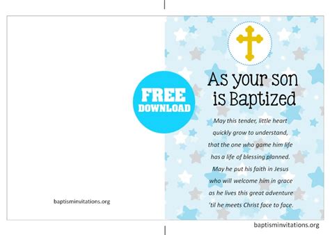 Free Printable Boy Baptism Greeting Card Templates Baptism Invitations