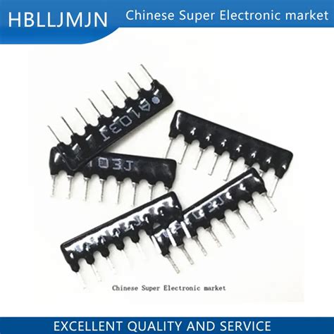 50PCS A08 103 SIP 8 10K Ohm 8 Commoned Resistor Network Array 8 PIN