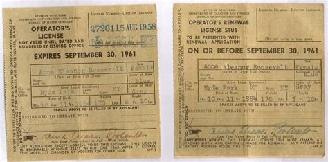 Driver S License Issued To Eleanor Roosevelt All Artifacts Franklin D Roosevelt