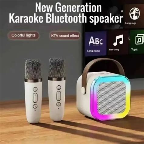 K Bluetooth Karaoke Makinesi Ta Nabilir Kablosuz Mikrofonlar Ile