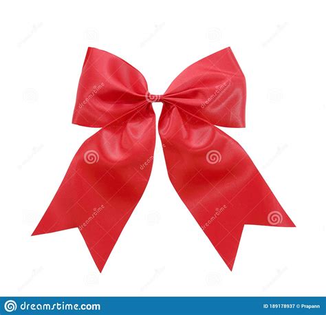 Red Satin Ribbon Bow Isolated On White Stock Image Image Of