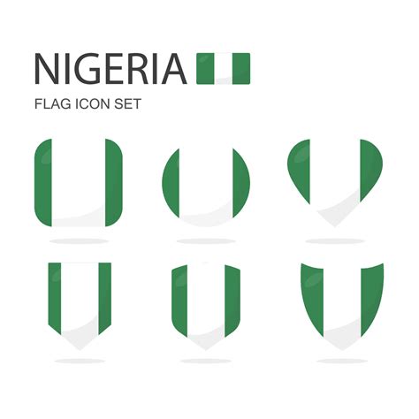 Nigeria 3d Flag Icons Of 6 Shapes All Isolated On White Background