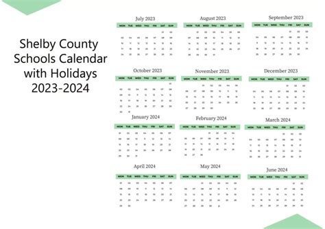 Shelby County Schools Calendar with Holidays 2024-2025