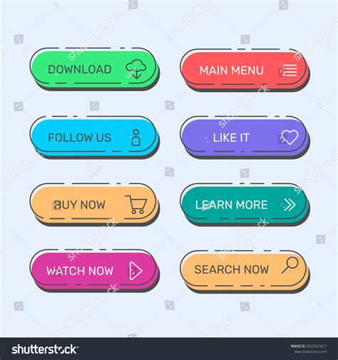 Flat Design Call Action Button Collection Stock Vector Royalty Free