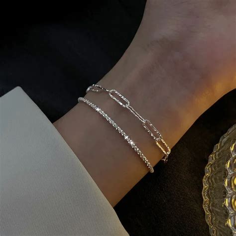 Fashion Sterling Silver Color Sparkling Adjustable Bracelets For