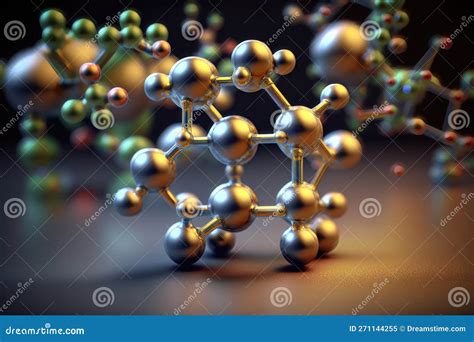 Abstract Molecules Design Molecular Structure With Spherical Particles