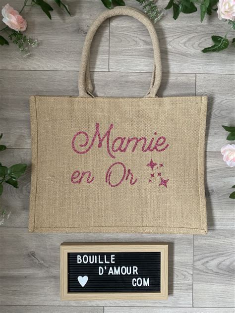 Sac cabas personnalisé Mamie en Or Bouille d amour