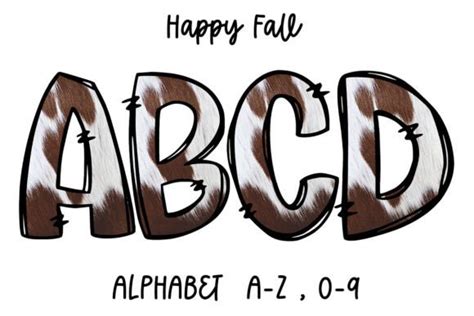 Autumn Cowhide Doodle Alphabet Letters Graphic By Superdong Nu