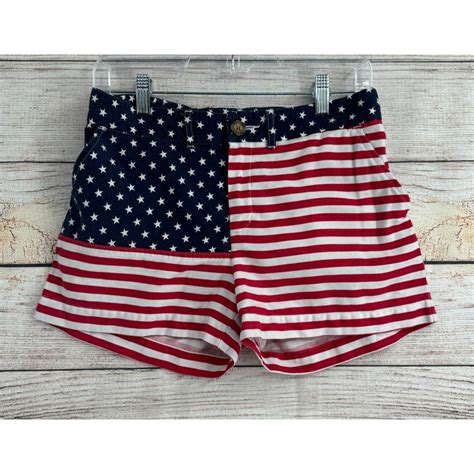 Chubbies Miss Mericas American Flag Shorts Womens Size 8 Redwhite