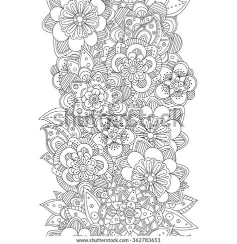 Vector Doodle Flowers Seamless Border Zentangle Stock Vector Royalty