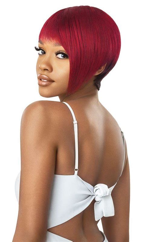 Outré Perruque Lace Front Wig Duby Diamond Swooped Bang 100 Human Hair