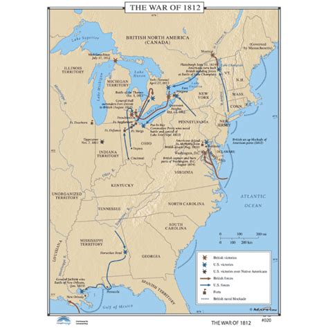 History Maps for Classroom - History Map #020 The War Of 1812