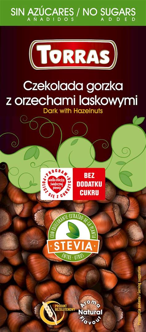 CZEKOLADA GORZKA Z ORZECHAMI LASKOWYMI ZE STEWIĄ 125 g TORRAS