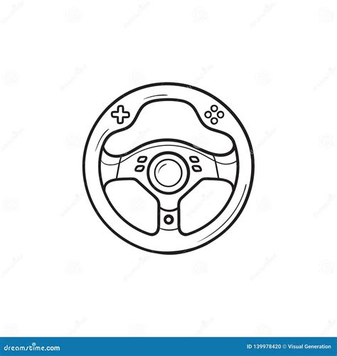 Gaming Steering Wheel Hand Drawn Outline Doodle Icon Vector