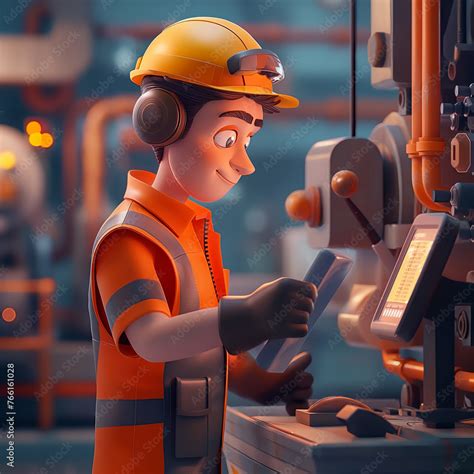 illustration  engineer cartoon scene  workers  basement