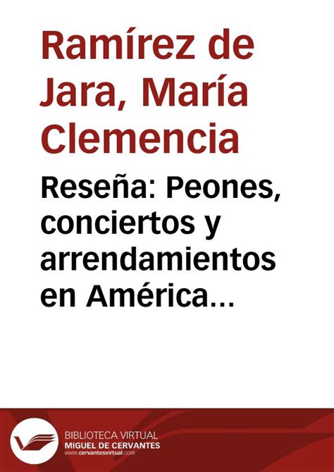 Reseña Peones conciertos y arrendamientos en América Latina Universidad Nacional de Colombia