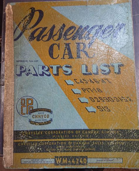 Parts Manual Chrysler Desoto Dodge Plymouth Pre Sixties