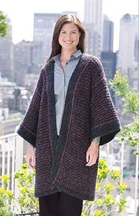 Knitted Kimono Cardigan In Lion Brand Homespun 20132a Kimono