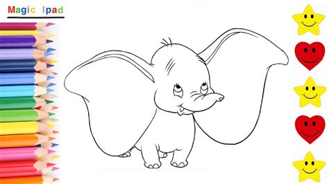 Como Dibujar A Dumbo Dibujos Para Niños 💓⭐ How To Draw Dumbo