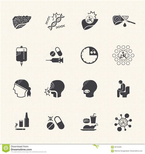 Liver Cancer Cause And Treatment Vector Icons Set Stock Vector Illustration Of Fatty Liver