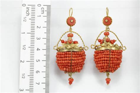 Proantic Boucles D Oreilles Anciennes Or Corail