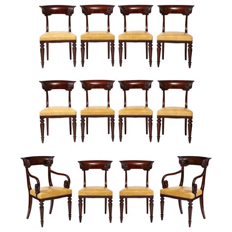 Set Of Twelve William Iv Mahogany Leather Dining Chairs For Sale At Stdibs