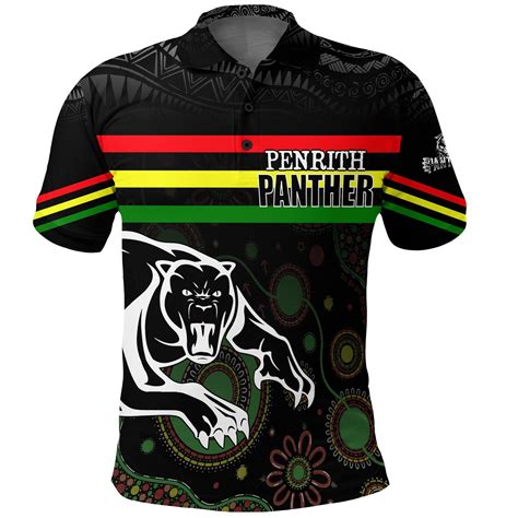 AIO Pride Custom Text Number Penrith Black Panther Polo Shirt Abor