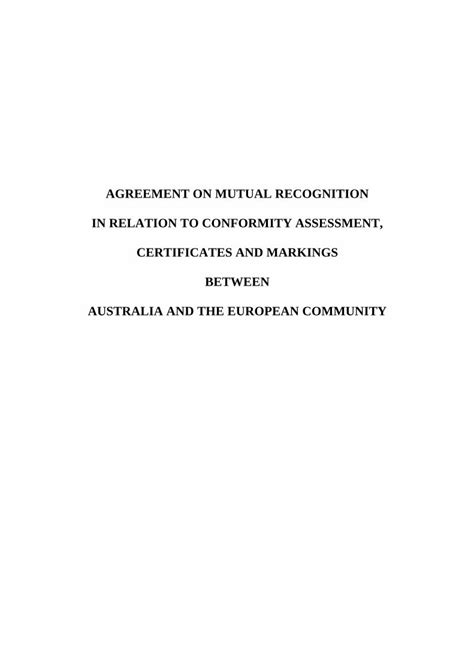 Pdf Agreement On Mutual Recognition In Relation To Conformity