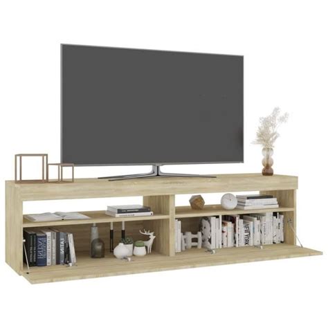 KEENSO Meubles TV 2 pcs avec lumières LED Chêne sonoma 75x35x40 cm