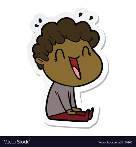 Sticker Of A Cartoon Happy Man Laughing Royalty Free Vector