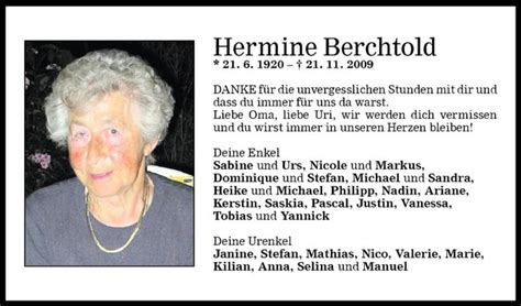 Todesanzeigen Von Hermine Berchtold Todesanzeigen Vorarlberger