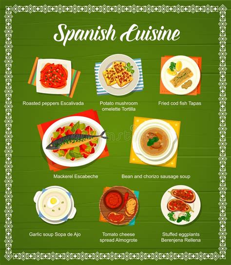 Spanish Cuisine Restaurant Menu Vector Template Stock Vector