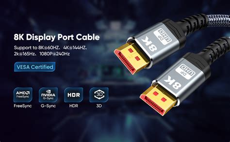 Capshi K K Displayport Cable Ft Dp Cable Vesa Certified K