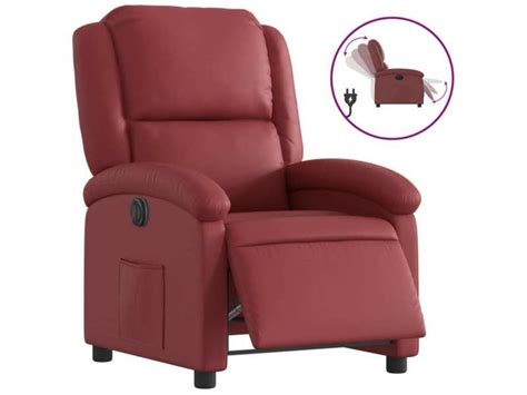 Fauteuil inclinable électrique rouge bordeaux similicuir Conforama