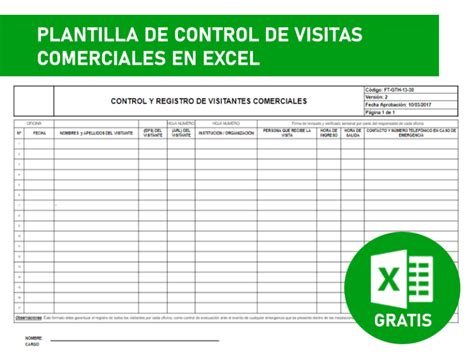 Plantilla Control Visitas Comerciales En Excel Plantillas Online Hot