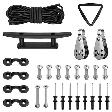 Owsoo Kayak Anchor Trolley Kit With Tri Grip Rivets O Ring Cleat Rope