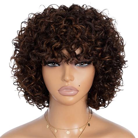 Rebecca Fashion Highlight Brown Short Curly Wigs With