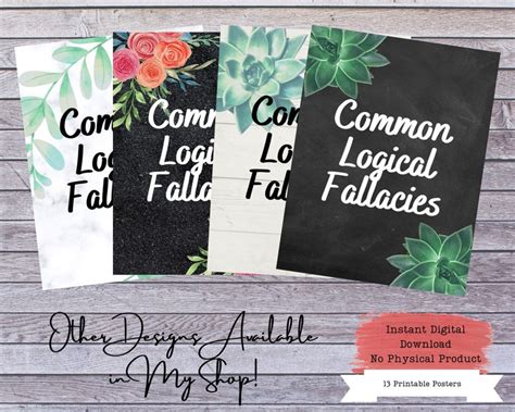 Logical Fallacies Printable Poster Set Fallacies Posters - Etsy