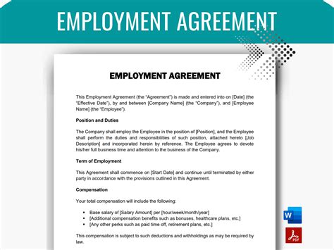 Employment Agreement Template, New Hire Template, Employee Contract
