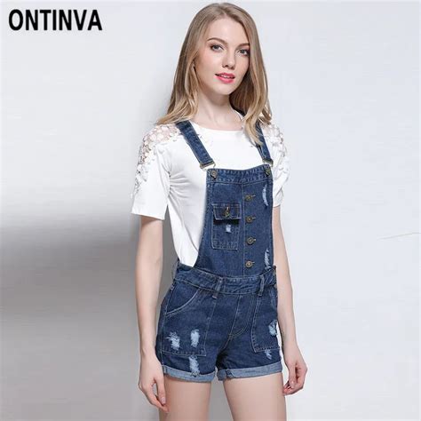 Ripped Denim Short Jeans Overalls Women Summer Plus Size Playsuits