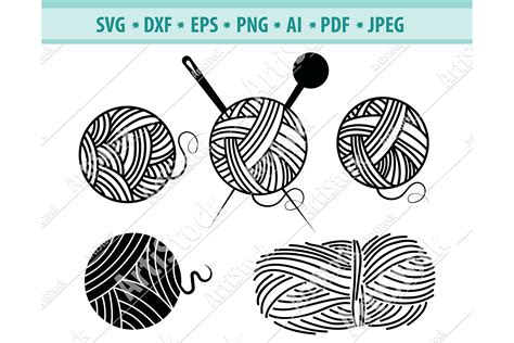 Knitting Svg Nitting Needle Svg Yarn Ball Dxf Png Eps 424562