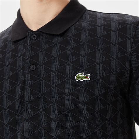 Lacoste Erkek Regular Fit Monogram Siyah Polo PH0324 24S Lacoste