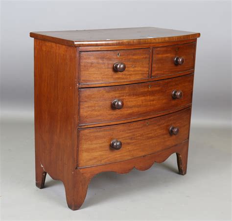 A Victorian Mahogany Bowfront Chest Of Oak Lined Drawers Height Cm