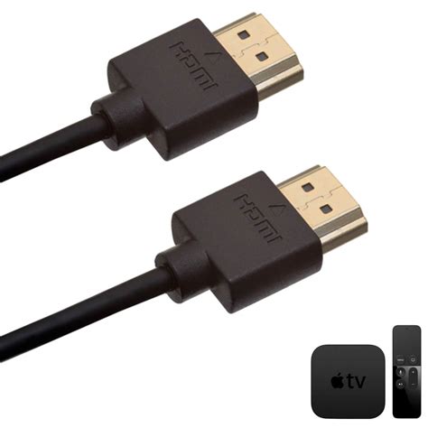 Apple TV (4th & 3rd gen) Compact HDMI to HDMI TV 2m Gold Lead Wire Cord ...