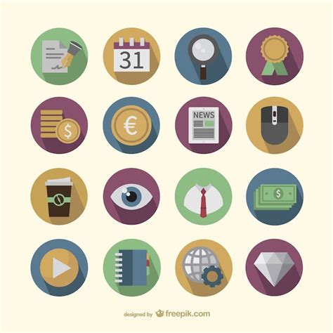 Free Vector Business Round Icons Pack