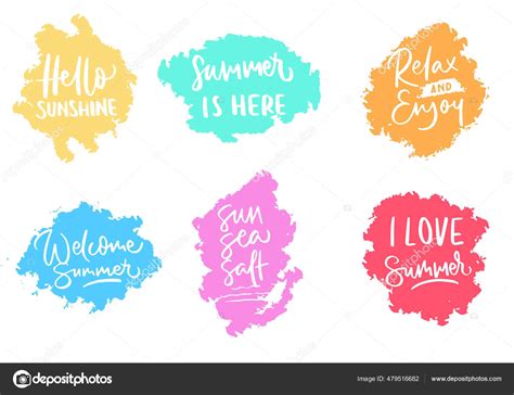 Summer Lettering Design Set Hand Drawn Stock Vector By Vektoryfiles