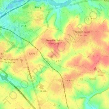 Neuville Saint Amand Topographic Map Elevation Terrain